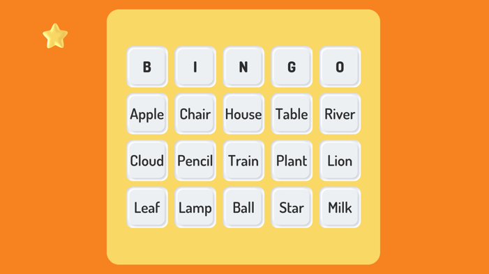 word bingo activity